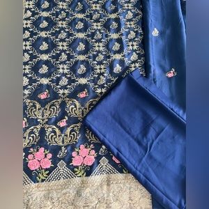 Navy Blue Unstitched Salwar Kameez